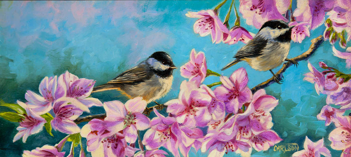 Spring Serenade chickadees by cory Carlson, Image 1.