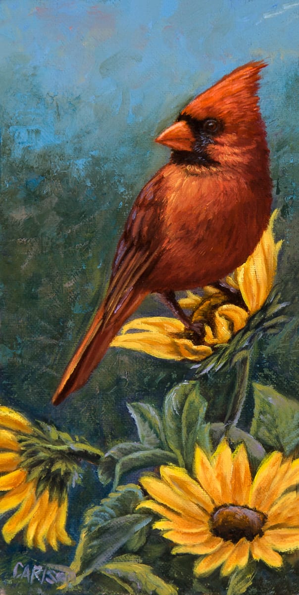 Cardinal in Sunflowers, Image 1.