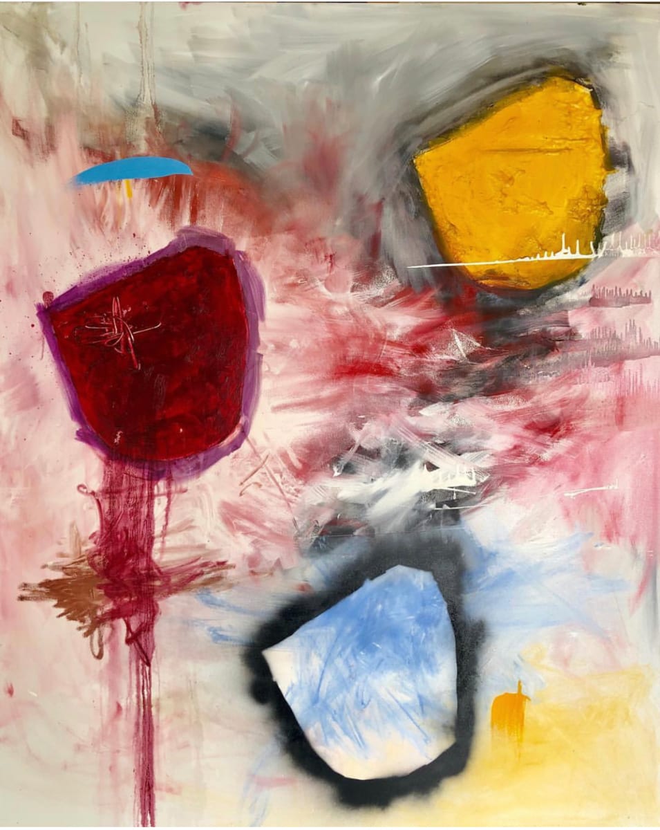 Yellow Patch Abstract - painted over to become Amoebic Diversity 