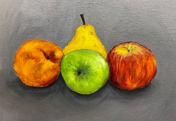 Still Life Apples and a Pear #2 