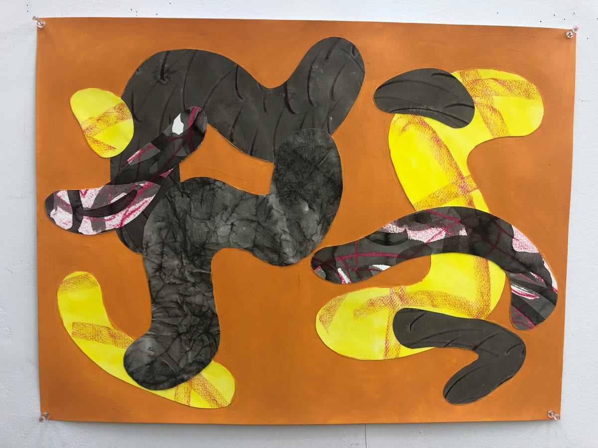 Color Collaged Strokes on Orange by Anna Marie Rockwell, Image 1.
