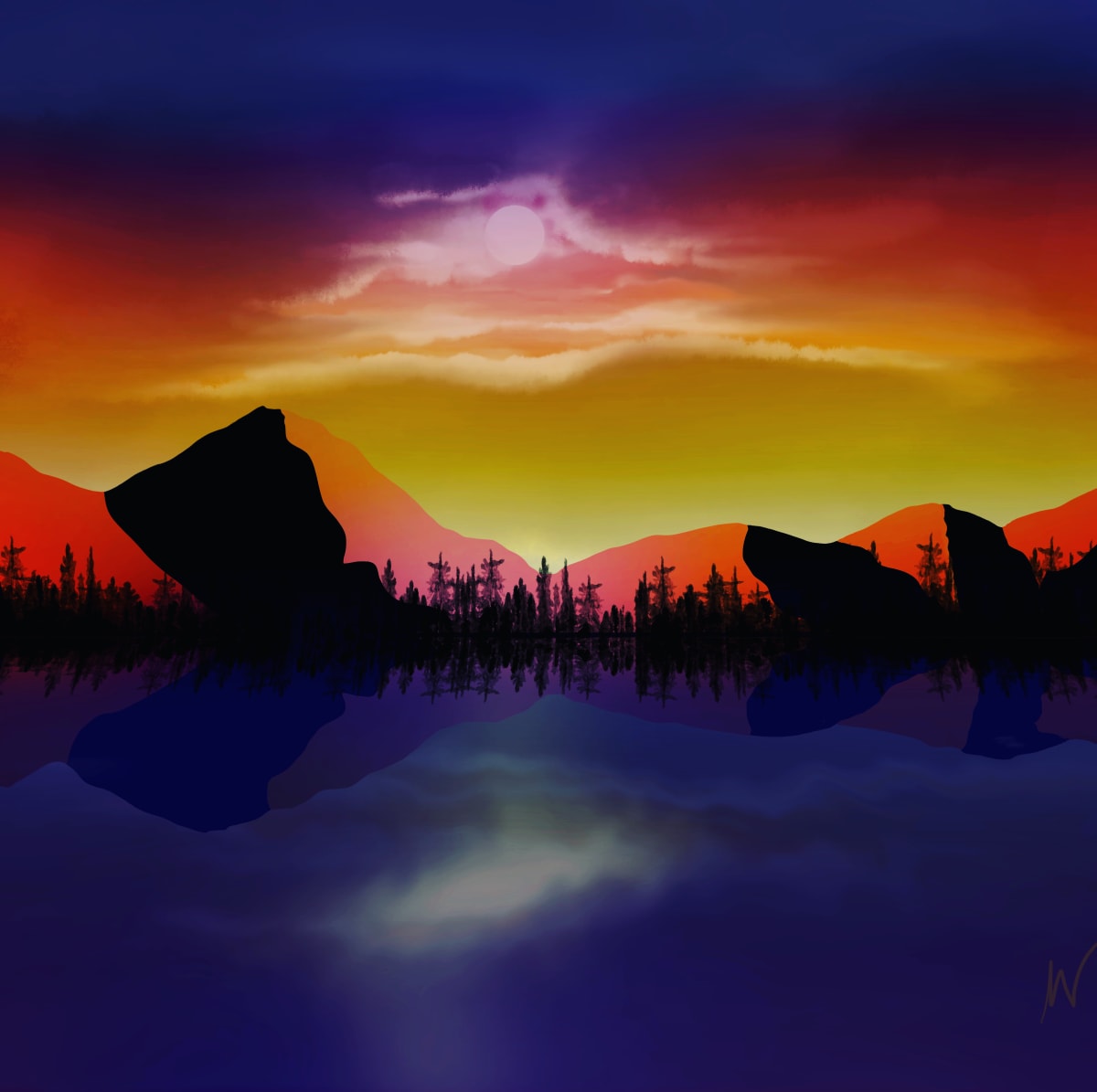 Abstract Colorado Mountains with Lake by Margo Thomas 
