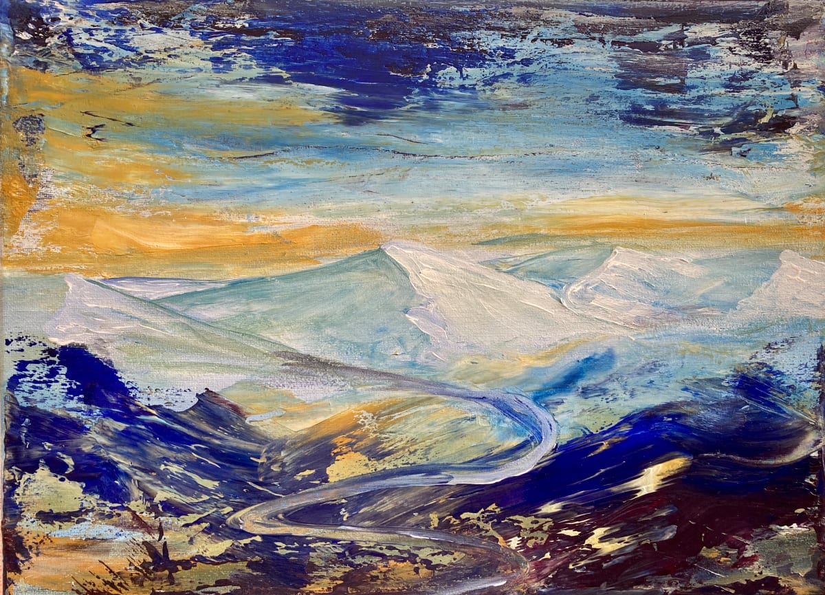 Mountains in Blue and Yellow Ochre 