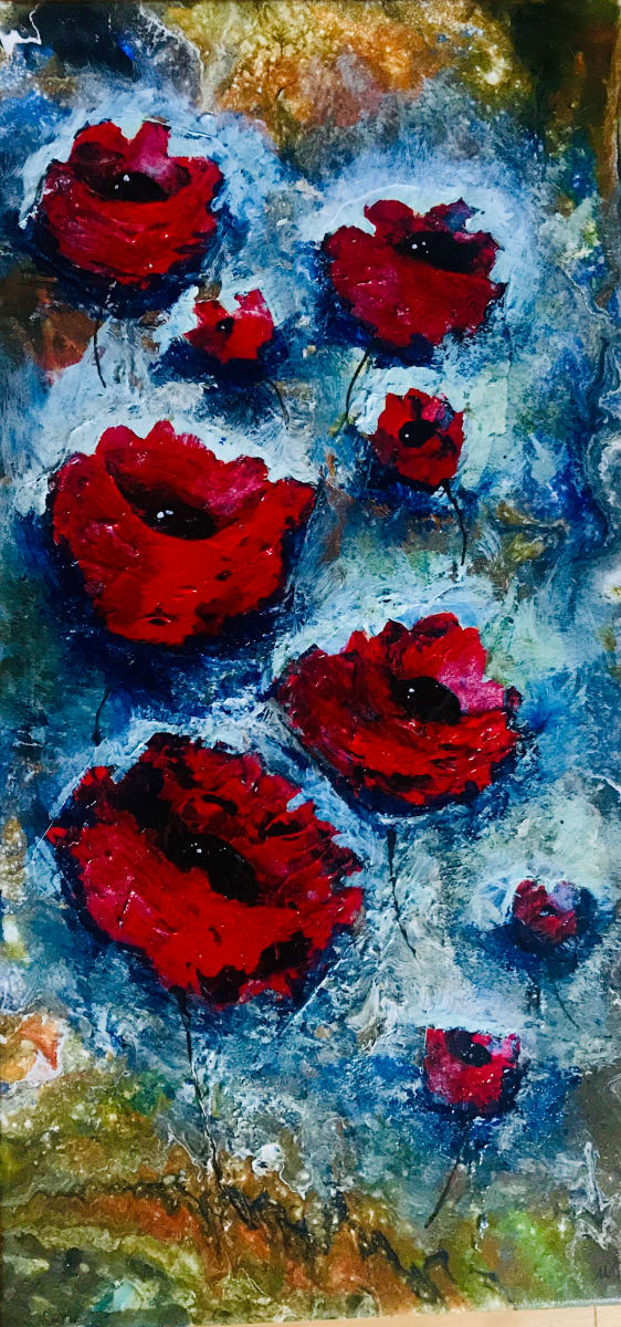 Free Fall Red Poppies by Margo Thomas 