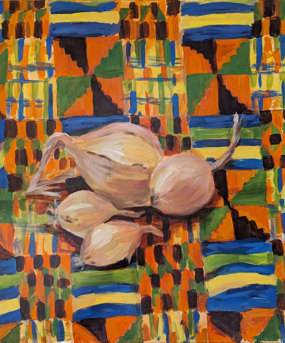 Tiberius' Onions on Kenyan Fabric by Carrie Arnold 