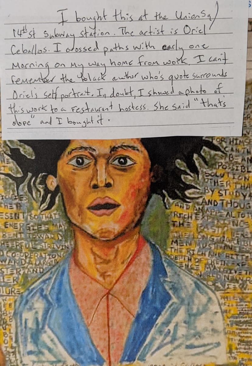 Man in Front of Words* - note by Oriel Ceballos 