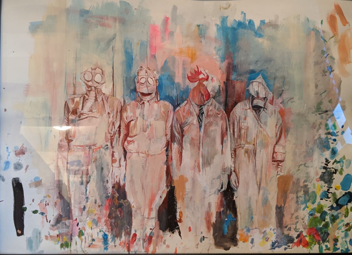 Four People in Gas Masks by Erin Smith 