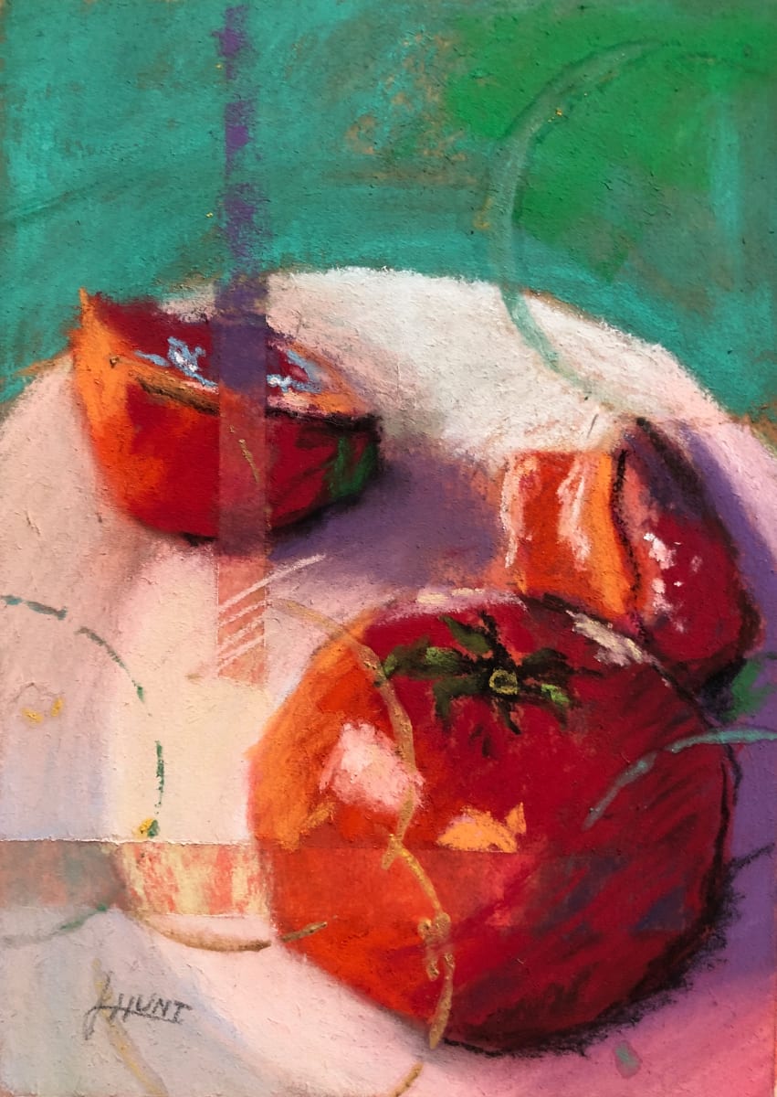 Tomatoes on  White Plate by Laura Hunt 
