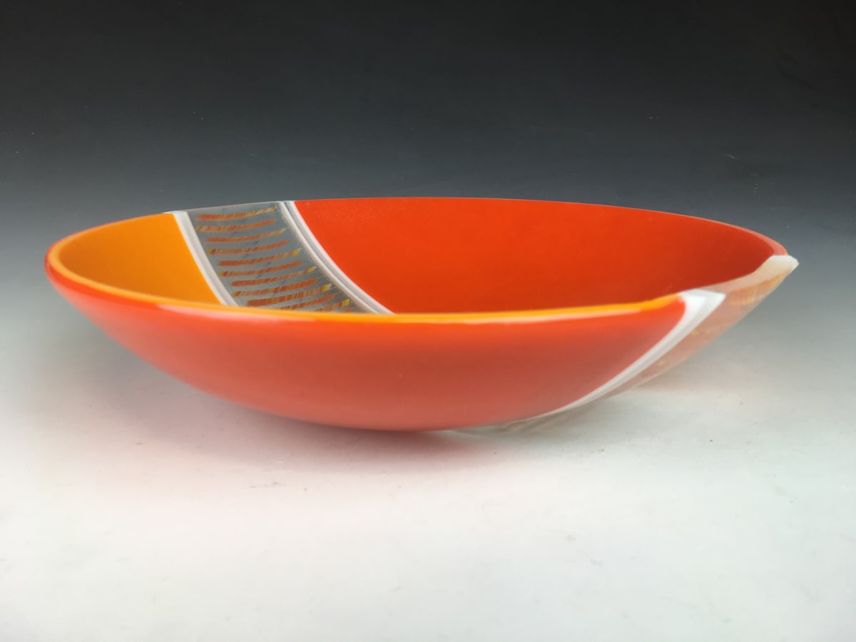 Orange Harlequin Bowl by Lynne Carlson 