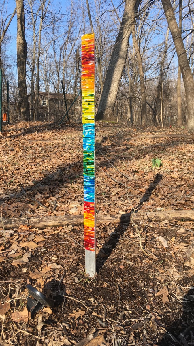 Rainbow Flow Garden Stake by Lynne Carlson 