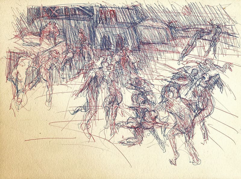 Untitled - Multiple Figures in Action by Leopold Segedin 