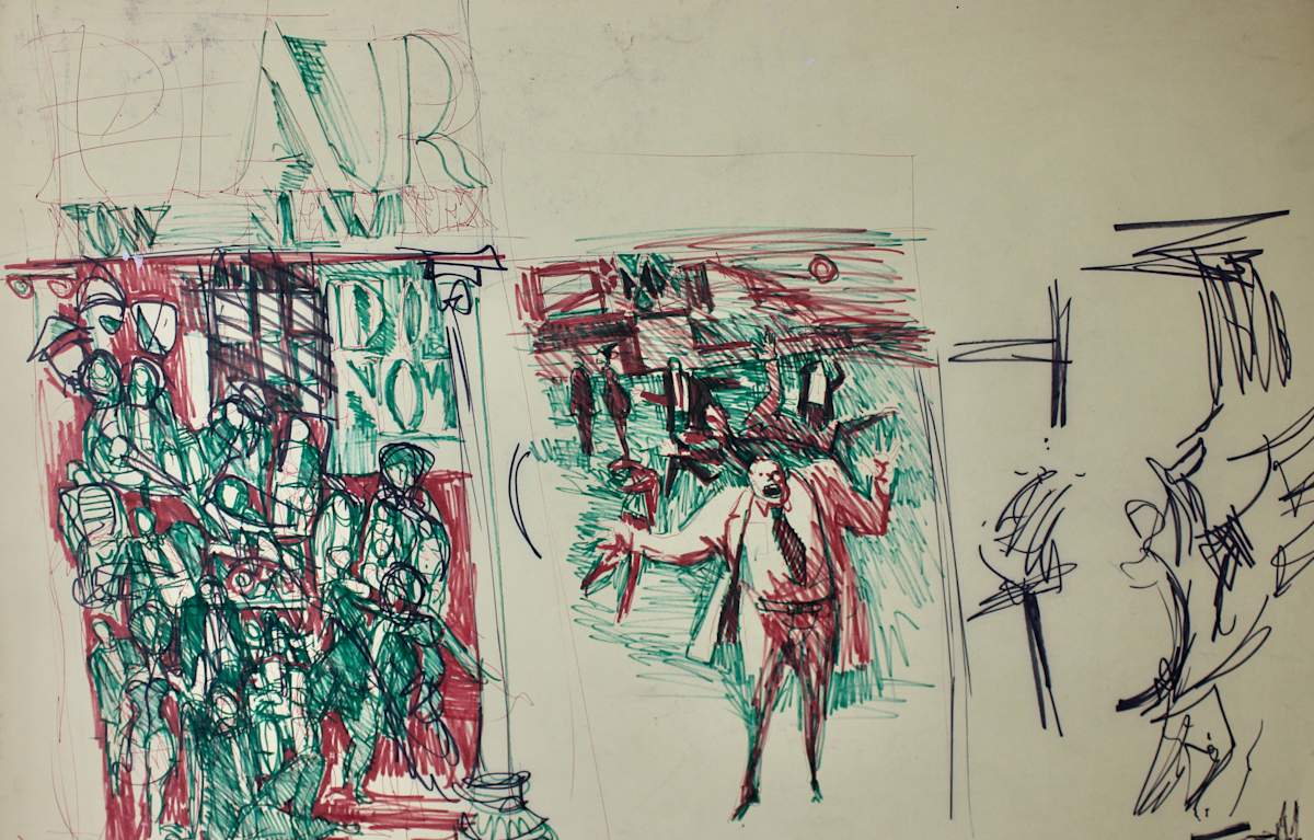 Study - Politicians and Text by Leopold Segedin, Image 1.