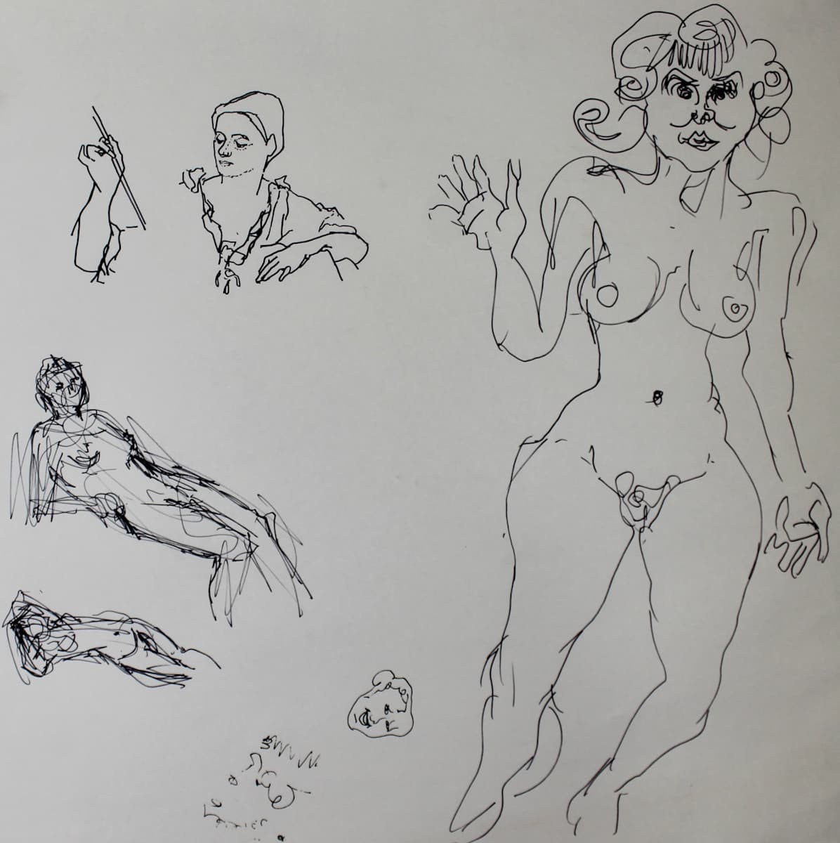 Doodles - 2 (Nude & Clothed Women) by Leopold Segedin, Image 2.