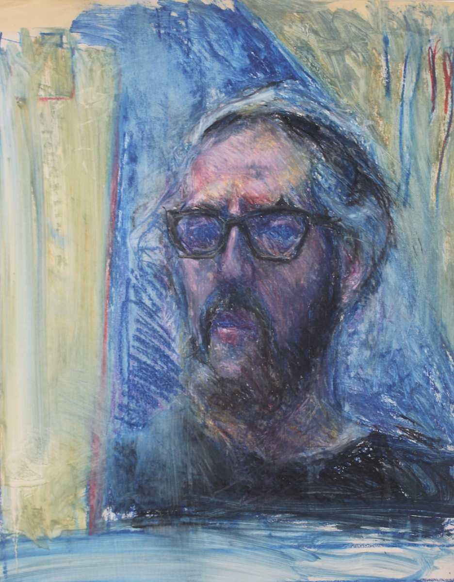 Self Portrait at Easel with Glasses (c1972) by Leopold Segedin, Image 1.