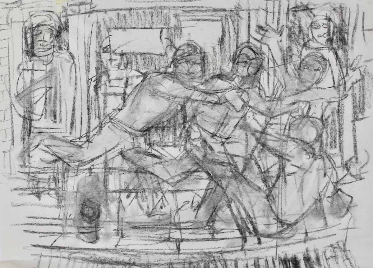 Study - Multiple Figures on El Platform by Leopold Segedin 