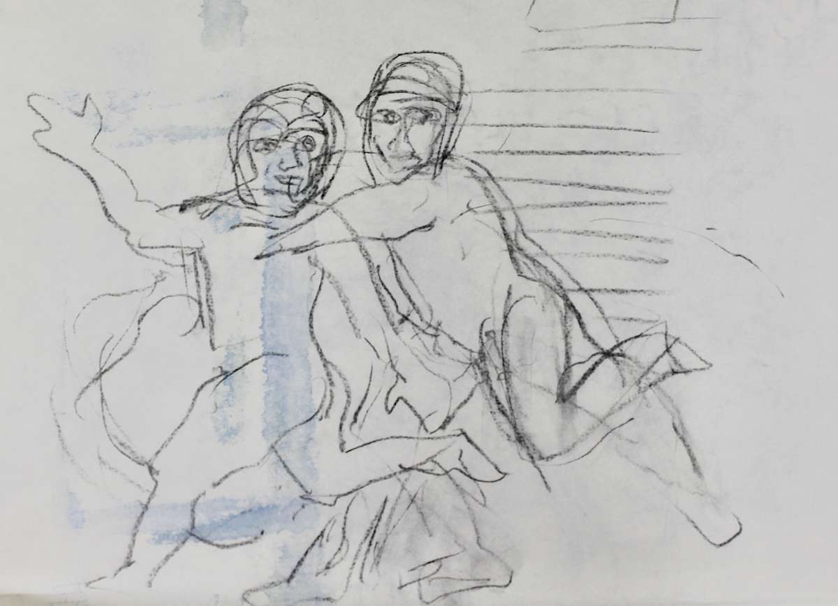 Study - Two Boys Running by Leopold Segedin, Image 1.