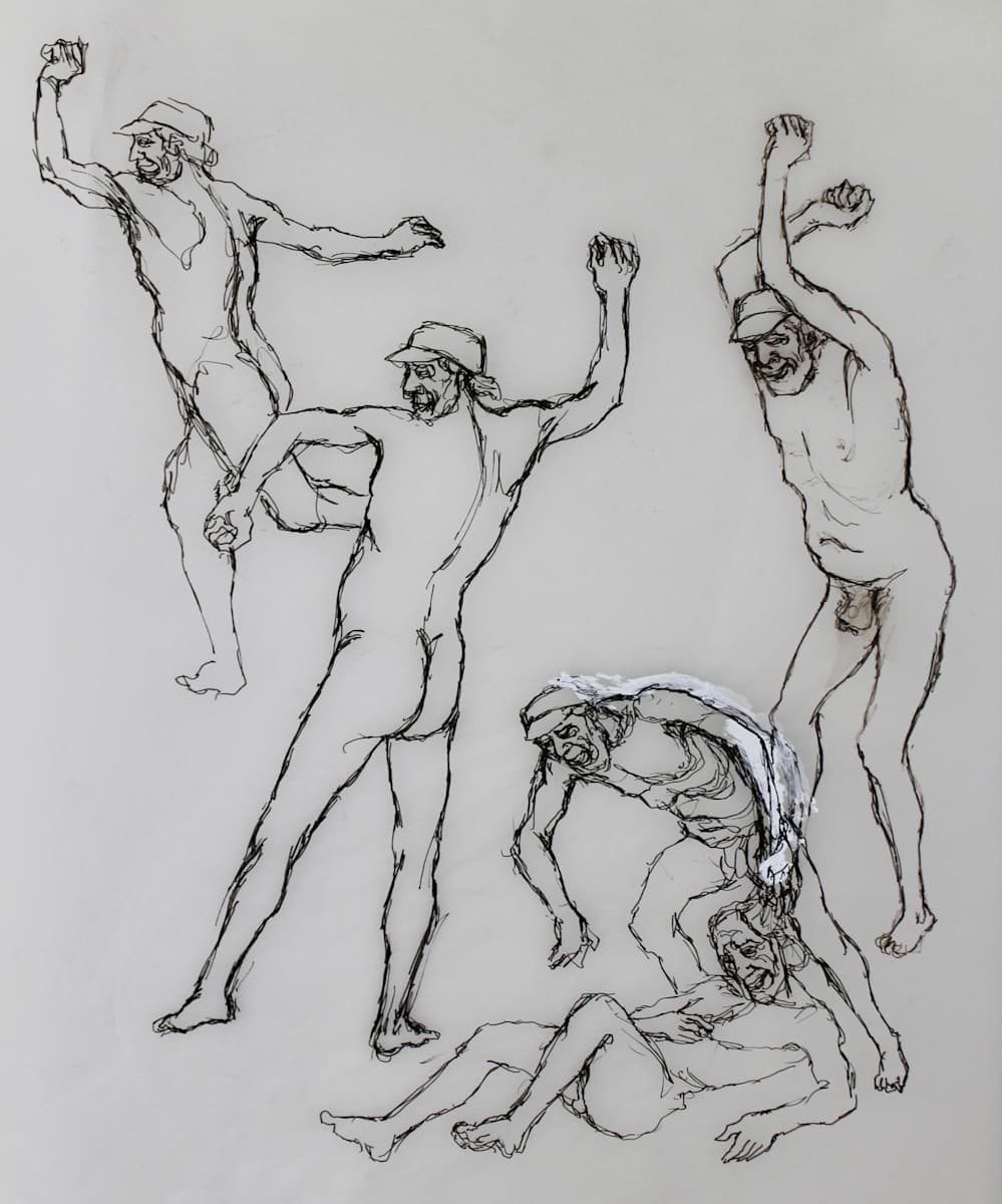 Tracing - Multiple Self Portrait (Based on Pollaiuolo) (#2) by Leopold Segedin, Image 2.
