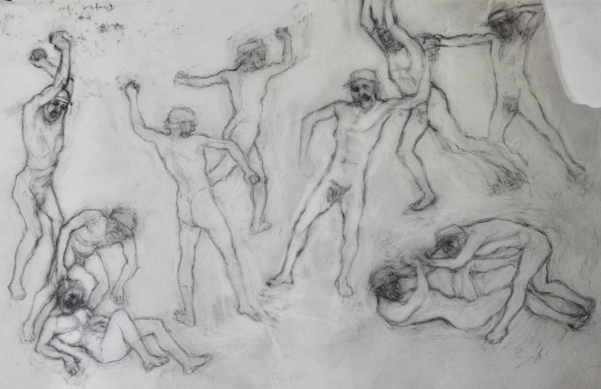 Tracing - Multiple Self Portrait (Based on Pollaiuolo) (#3) by Leopold Segedin 