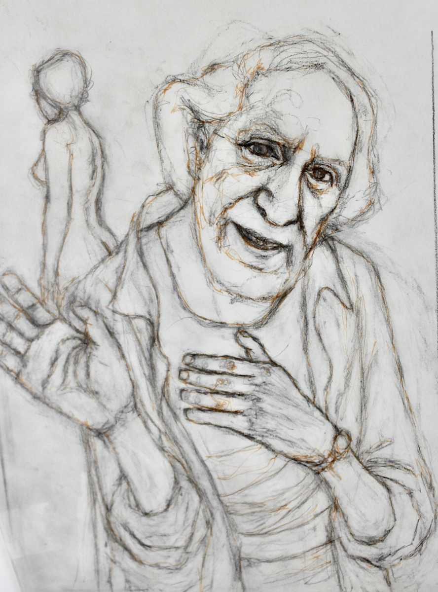Tracing - Old Man Dancing with Nude 2 by Leopold Segedin, Image 1.