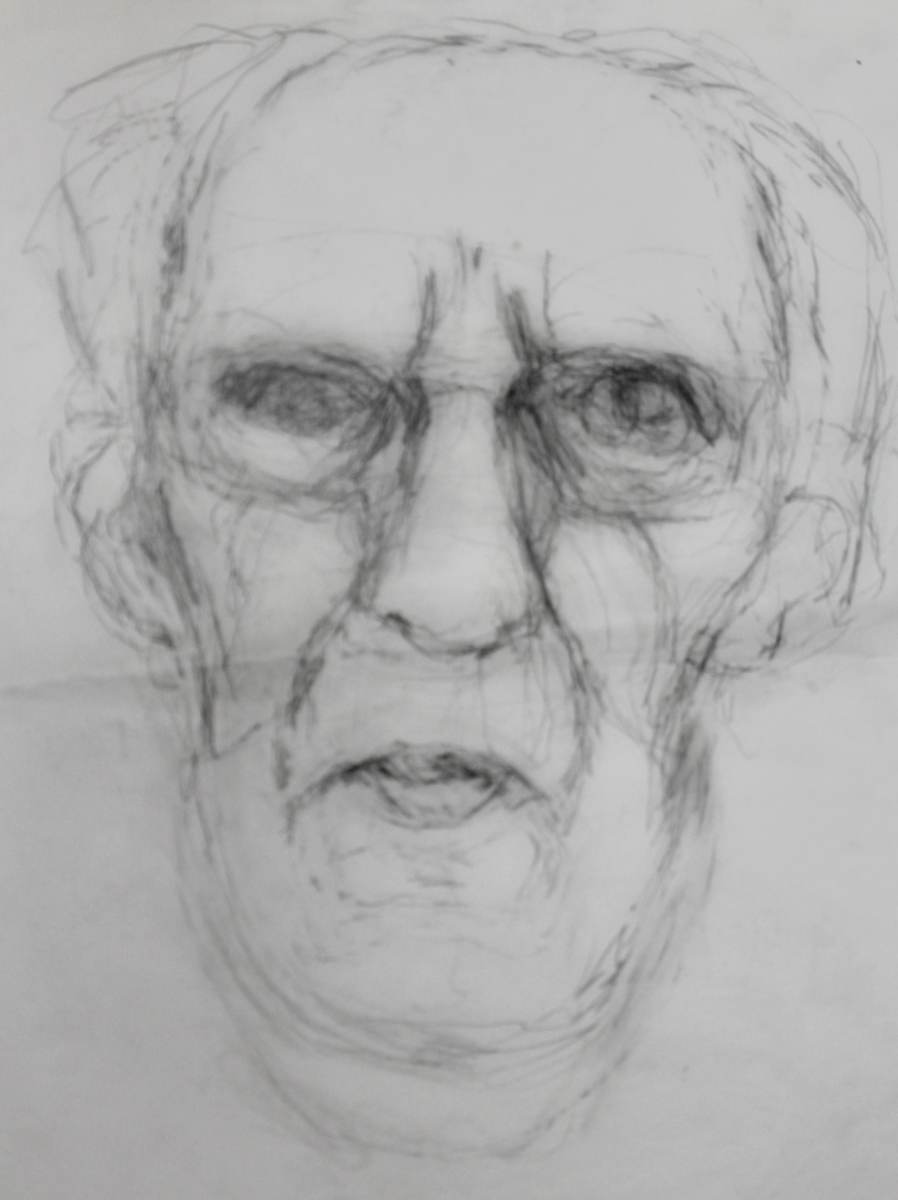 Tracing - (Possibly for) Self Portrait in Red Sweatshirt by Leopold Segedin, Image 2.