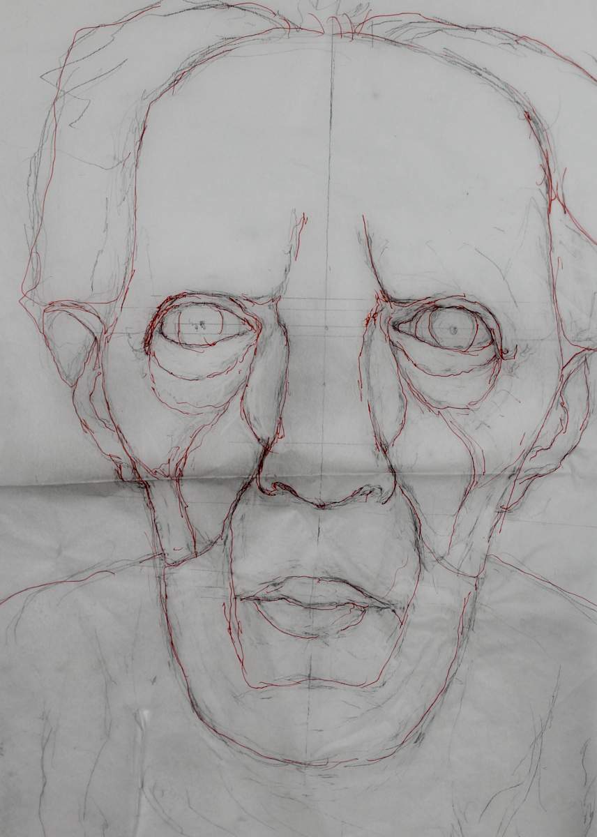 Tracing - (Possibly for) Self Portrait in Red Sweatshirt (#2) by Leopold Segedin, Image 2.