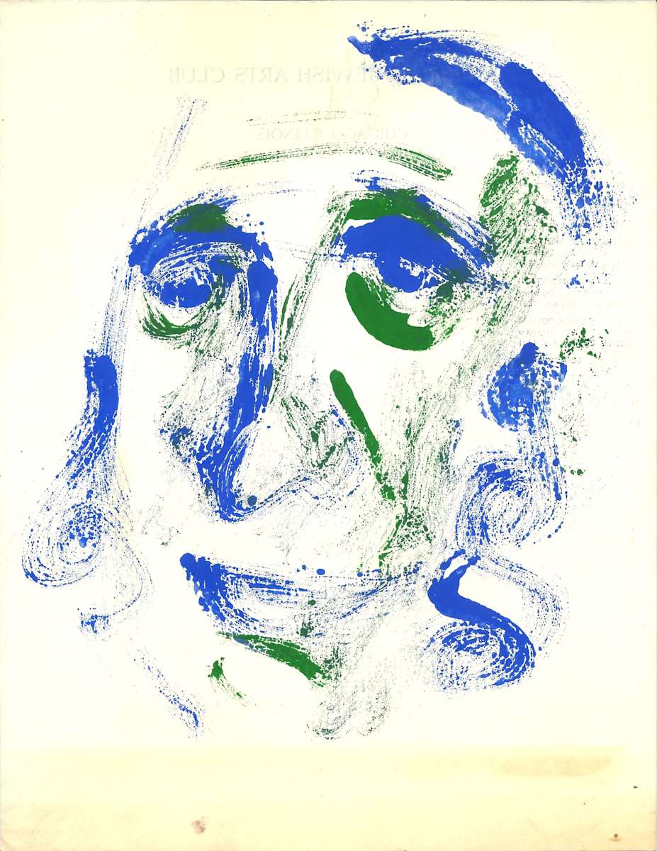 Untitled - Blue Green Portrait by Leopold Segedin, Image 3.