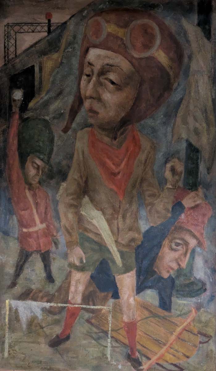 Untitled - Boy with Red Helmet and Goggles by Leopold Segedin, Image 1.