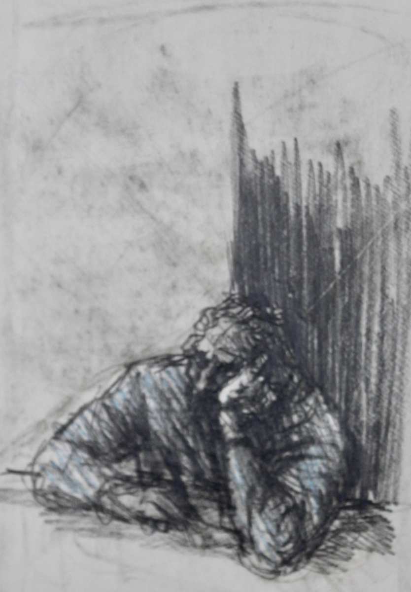 Untitled - Man Thinking at Desk by Leopold Segedin, Image 4.