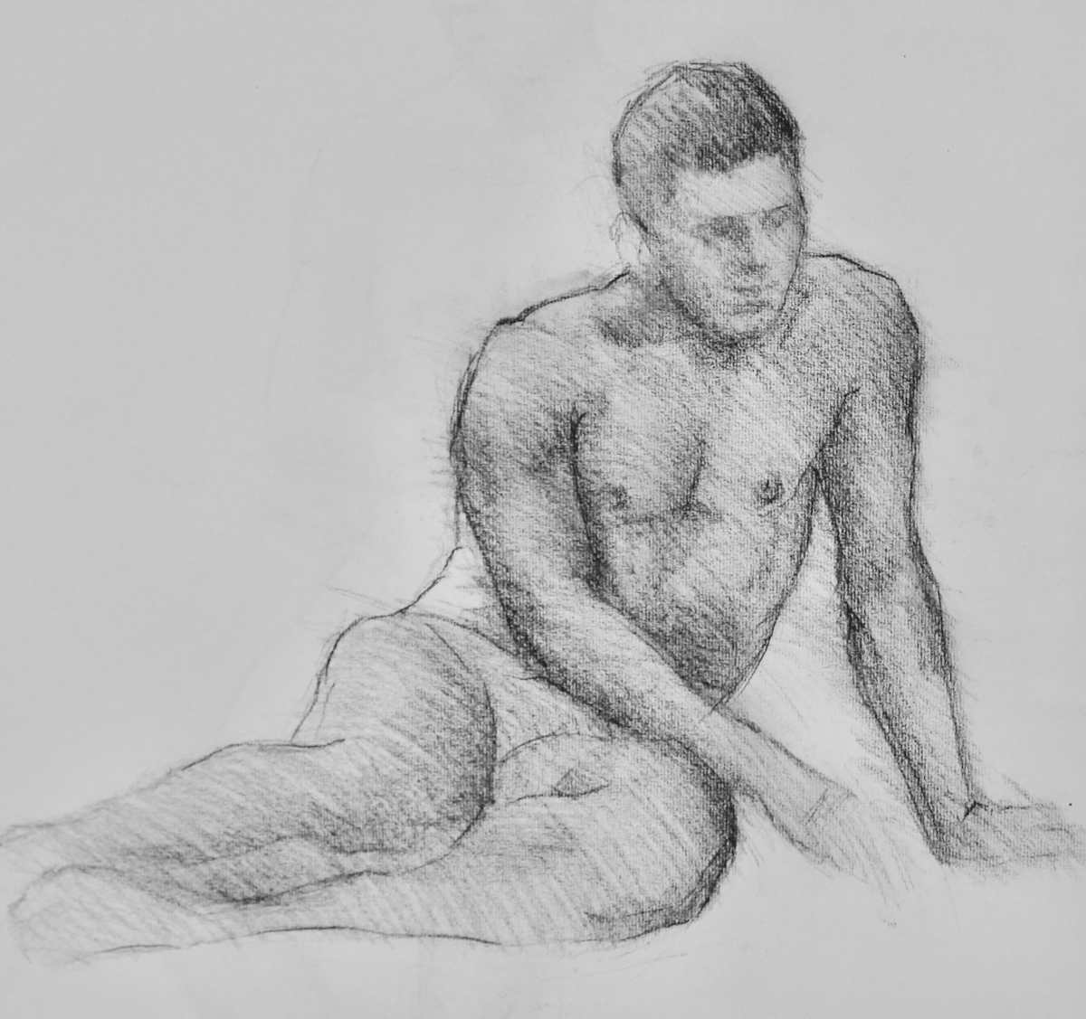 Untitled - Nude Reclining Man by Leopold Segedin, Image 1.