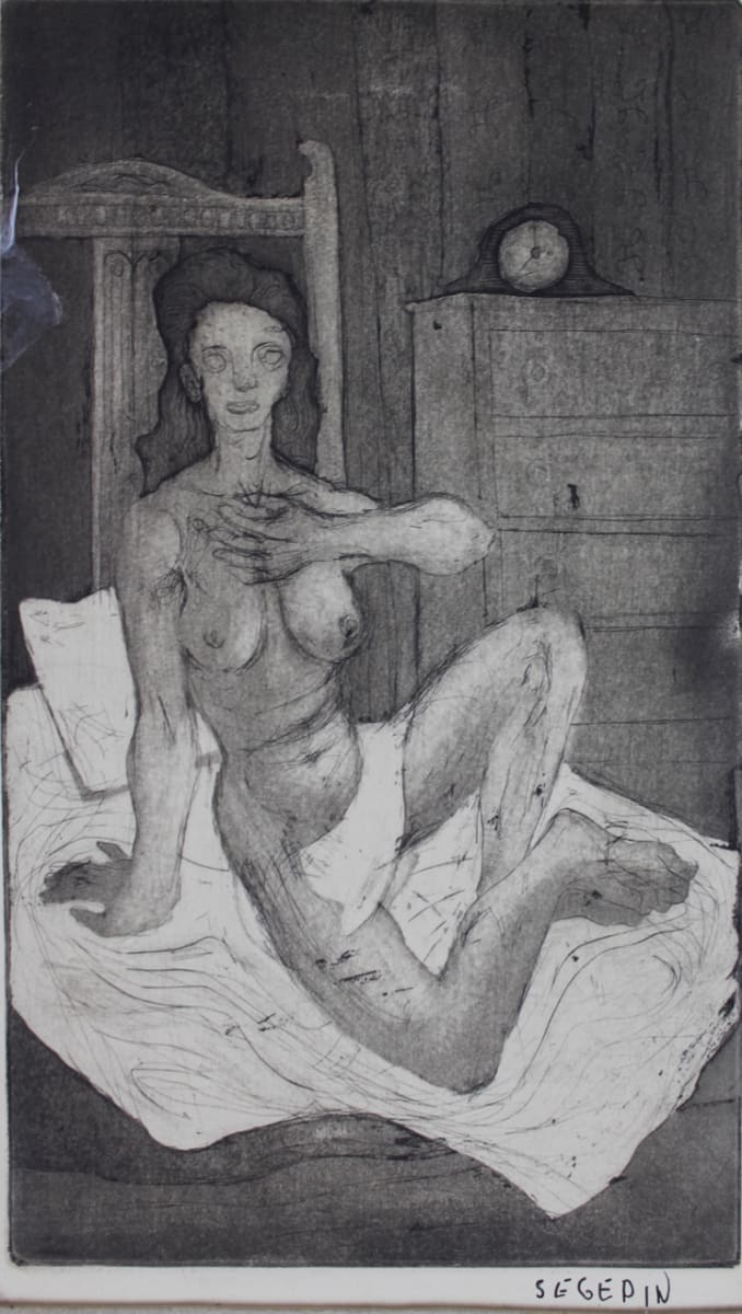 Untitled - Nude Woman on Bed by Leopold Segedin, Image 1.