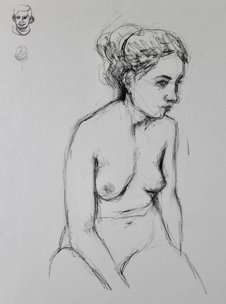Untitled - Nude Woman plus Man's Face by Leopold Segedin, Image 1.