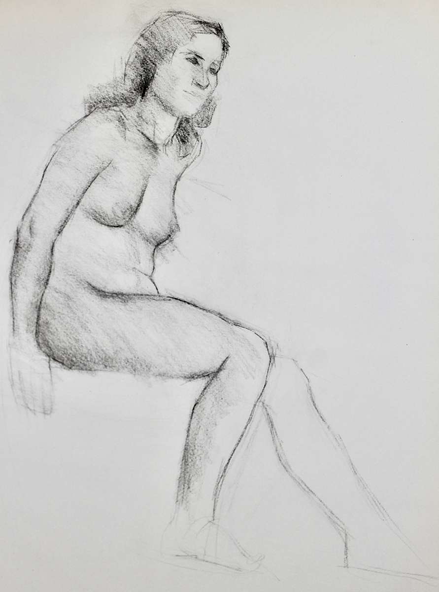 Student Work - Seated Nude Female Model (c1946 - #8) by Leopold Segedin, Image 1.