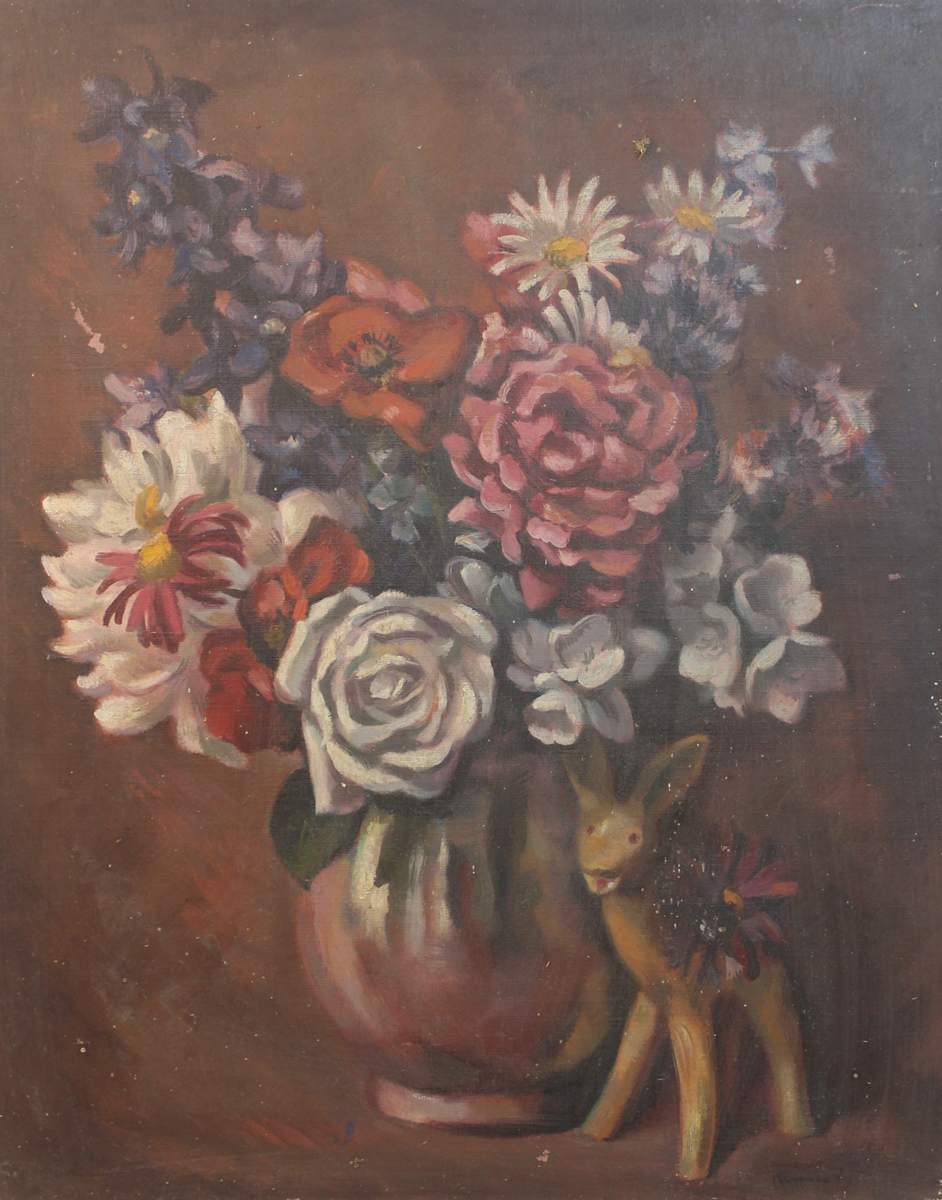 Untitled - Still Life with Flowers and Vase by Leopold Segedin, Image 1.