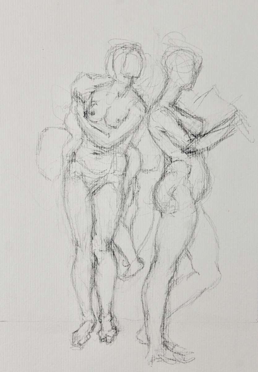 Untitled - Two Standing Nude Women (c1980) by Leopold Segedin, Image 1.
