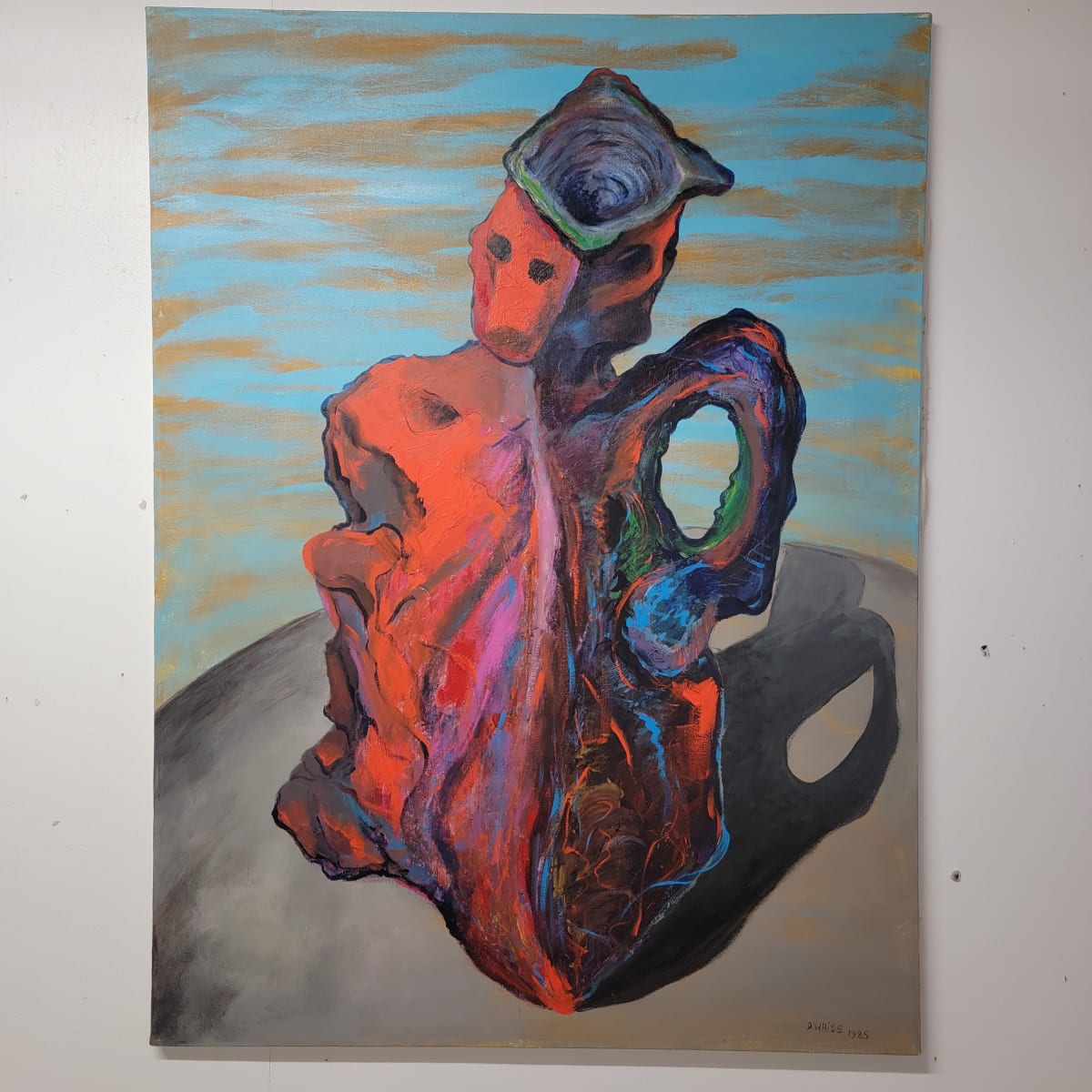 Bottle with Two Red Masks by David White 