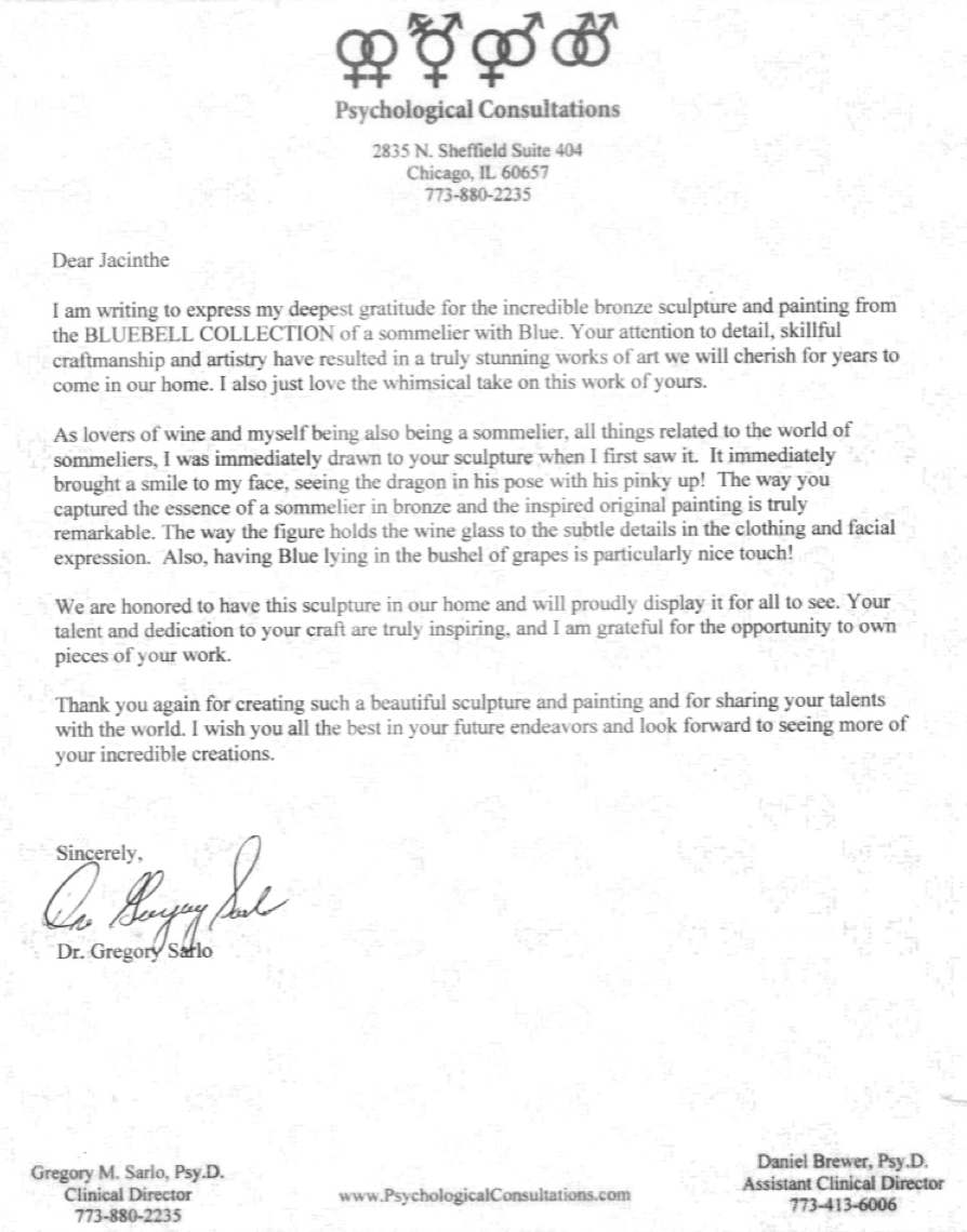 THANK YOU LETTERS by JACINTHE LACROIX. MASTER SCULPTOR AND ARTIST, Image 7.