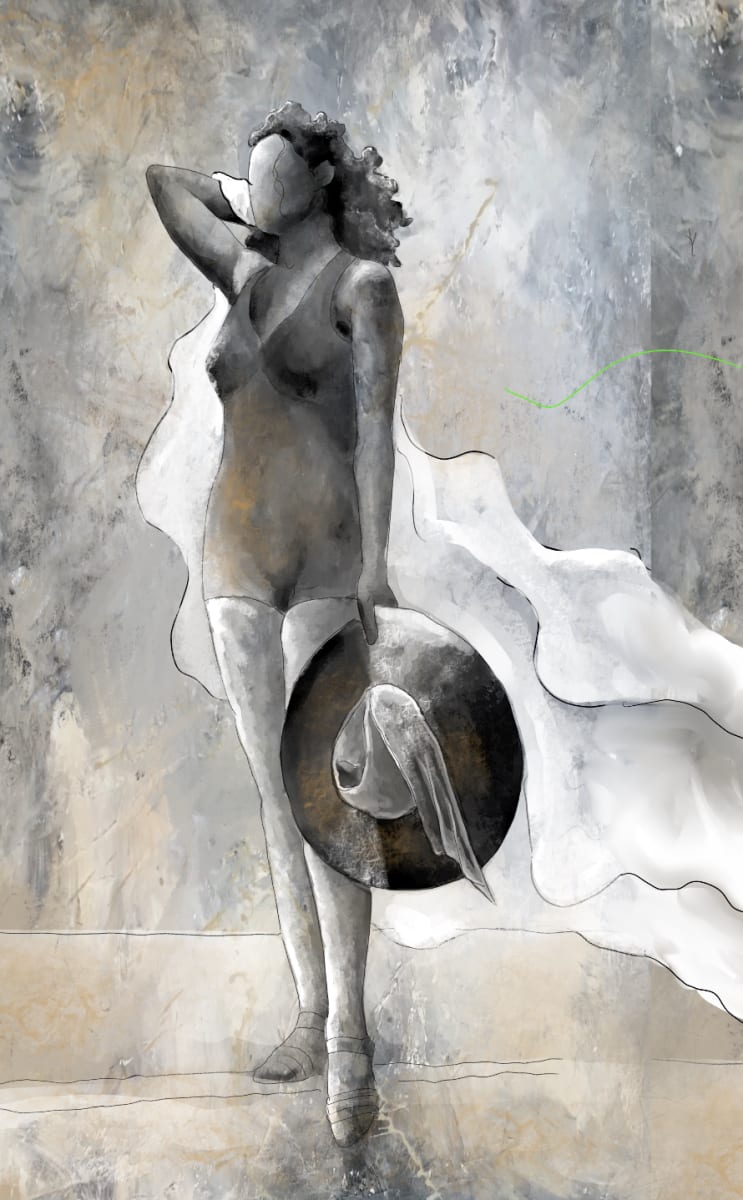 SUNSHINE'S HUG by JACINTHE LACROIX. MASTER SCULPTOR AND ARTIST  Image: The VINTAGE BEAUTIES are the two first paintings of a collection that I hope will grow.  I decided to explore woman from the 50’s, women of timeless beauty. Their looks and demeanor are not affected by changes in society or fashion.  They will fit perfectly in most decor and will not offend with their classic dress.  I will use my signature background texture to ensure a continuous style within my Collections. It was sold at Luis Sottil Galeria de Arte at 400 Beach Dr Ne, Suite 150, St. Petersburg, Fl. 33701.