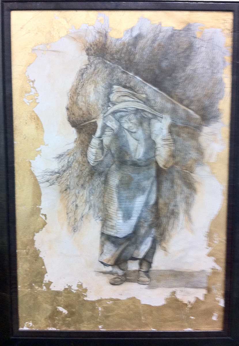CRAYON.  OLD WOMAN by JACINTHE LACROIX. MASTER SCULPTOR AND ARTIST 