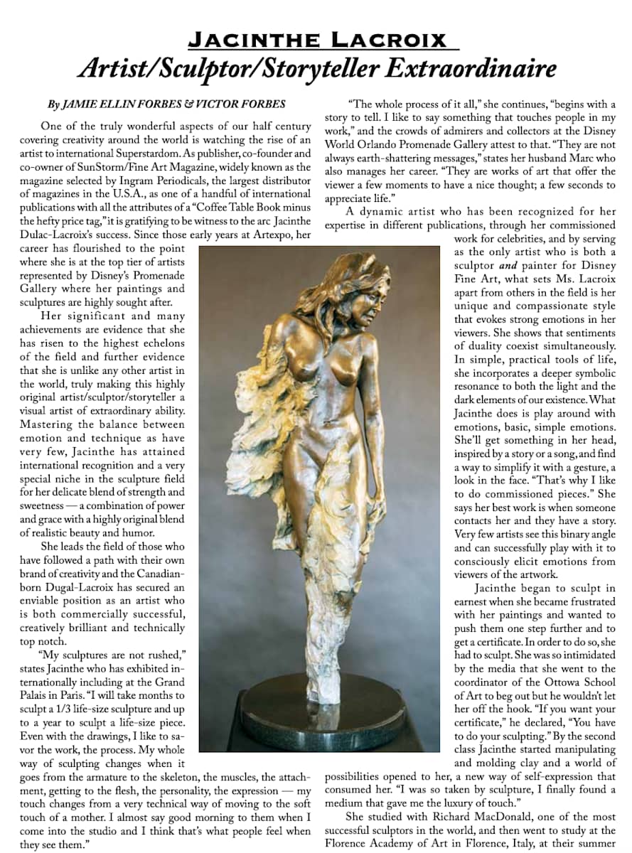 DO YOU HAVE ANY PUBLICATION IN FINE ART MAGAZINE IN NEW YORK ? P 1 by JACINTHE LACROIX. MASTER SCULPTOR AND ARTIST, Image 2.