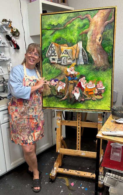 A BUNDLE OF JOY  (7 DWARFS) PAINTING.    . by JACINTHE LACROIX. MASTER SCULPTOR AND ARTIST, Image 3.