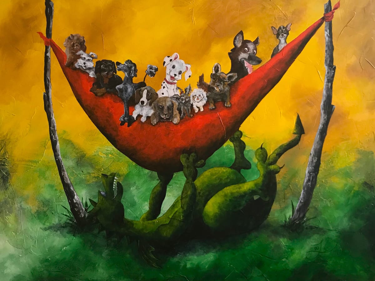 Puppy Day Care-Giclée stretched by Jacinthe Lacroix 