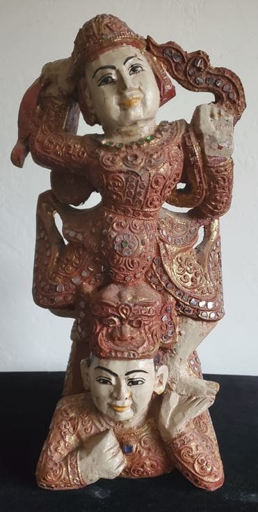 Two Asian Sculptures - Acrobats & Dancers  Image: Asian Acrobats Sculpture