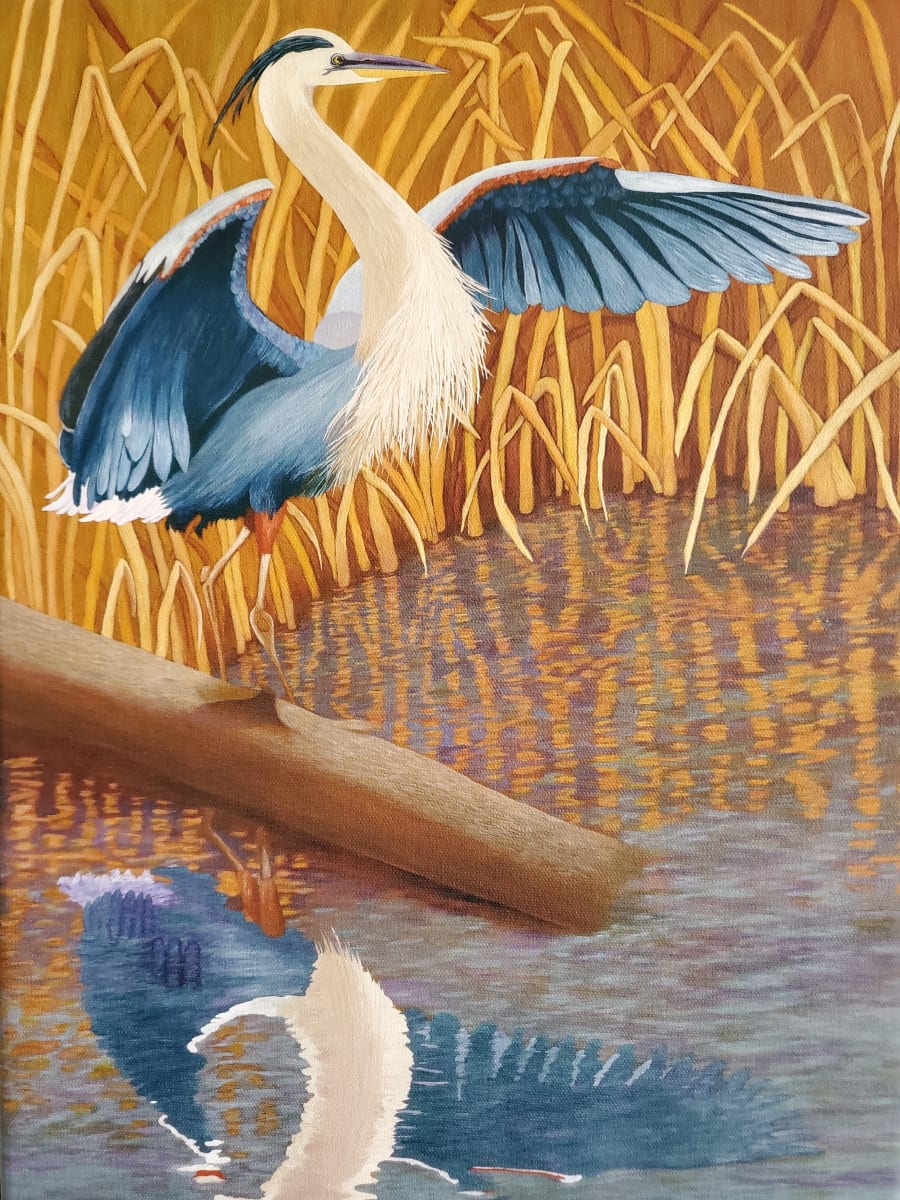 Great Blue Heron & Treasure Box by Artist Unknown  Image: Great Blue Heron by B Fallenbaum 