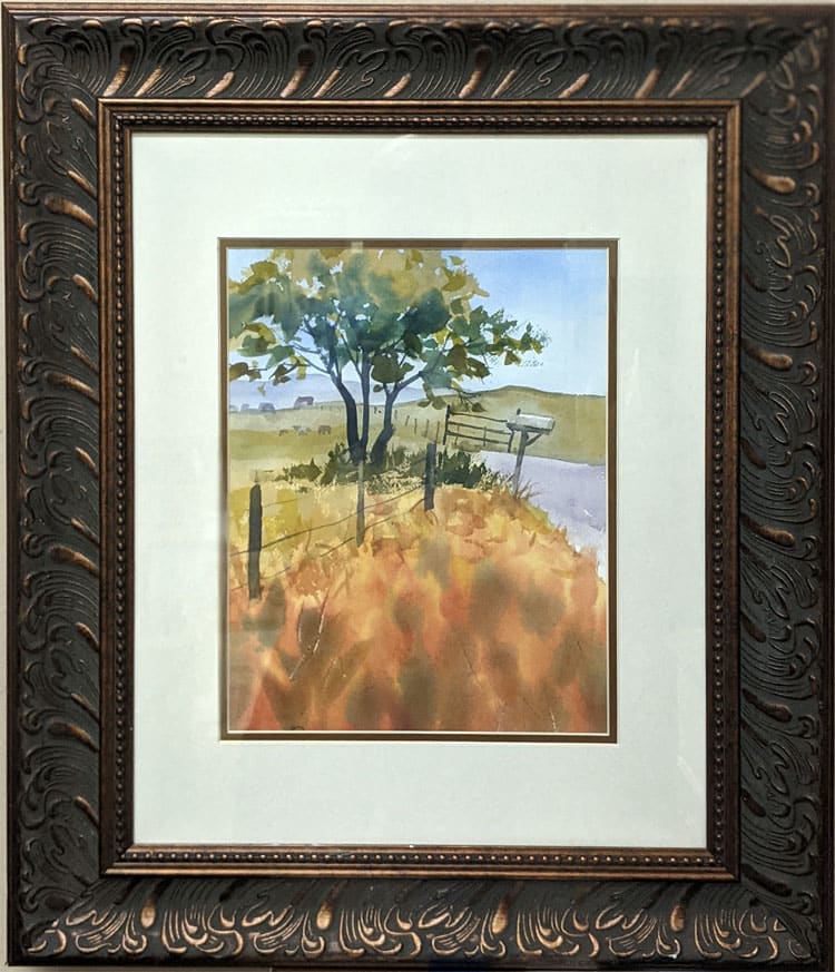 Watercolor on Paper of a Country Road, Image 2.