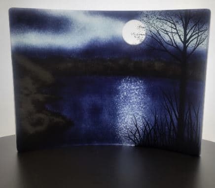 Moon On Water by David Norton  Image: 'Moon On Water' Curved Fused Glass Artwork