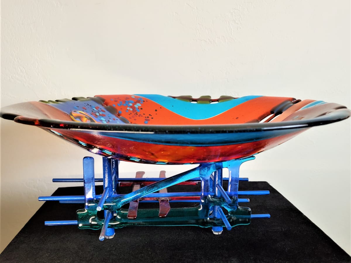 Fused Glass Bowl & Stand by Sabra Richards, Image 1.