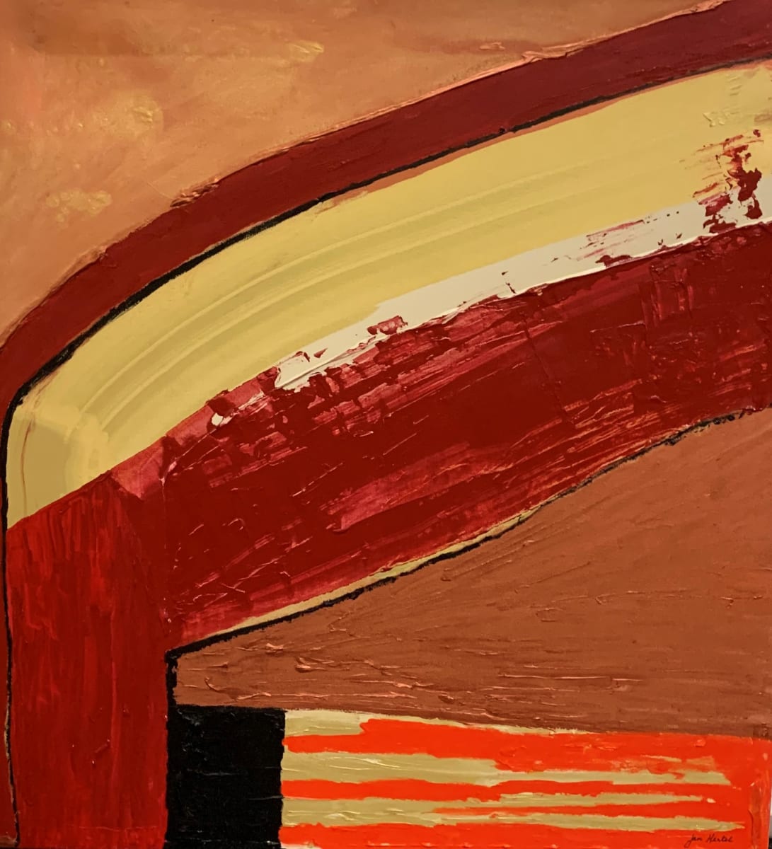 Abstract in Red and Orange - Mixed Media on Canvas by Jan Hertel, Image 3.