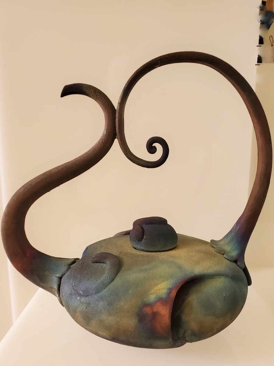 Raku Fired Clay Vessel by John Kellum, Image 1.