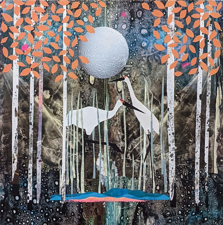 Amid the Wonder - Collage on Wood by Gail McCoy 