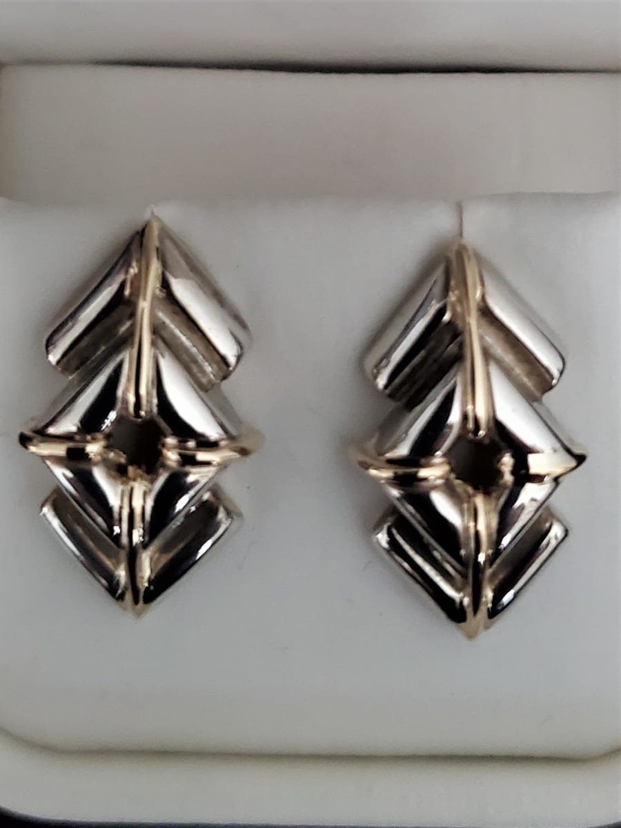 JEWELRY   -   Gold & Sterling Silver Michlin Earrings by Joan Michlin, Image 3.